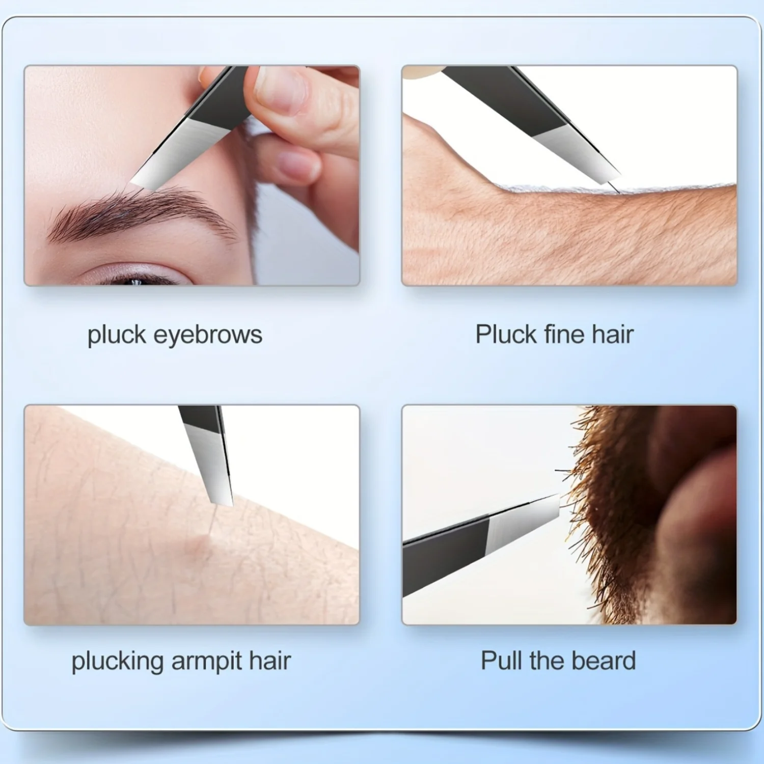 스테인레스 스틸 정밀 눈썹 핀셋 세트, 무향 제모 및 손질 도구, 쉐이핑을 위한 비스듬한 팁 디자인, 내구성이 뛰어난 Fac