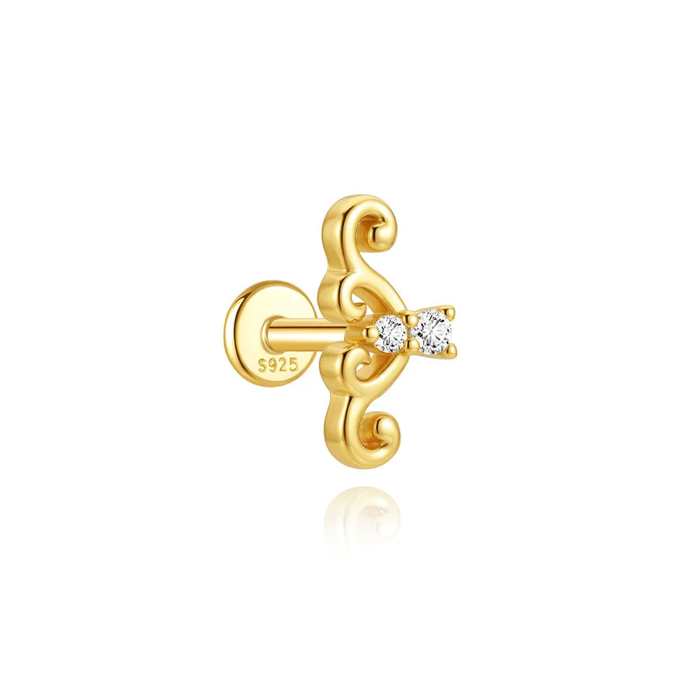 AIDE 925 Sterling Silber 1 Stück Glänzender Geometrischer Segelboot-Helix-Piercing-Ohrring für Damen Punk-Schmuck Persönlichkeits-Mode