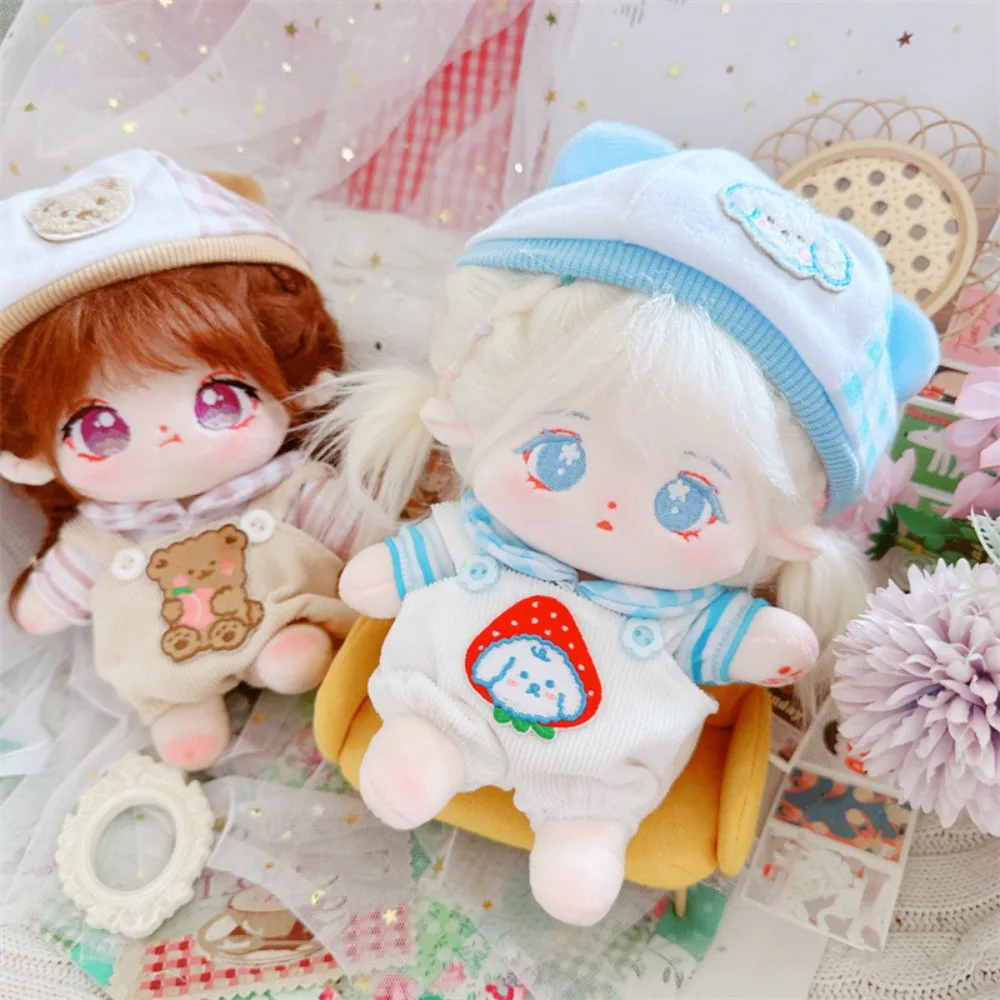 

Strap Pants Cotton Doll Clothes Set Dress Up Bear Hat Cotton Doll Suit Cute Kawaii Plush Dolls Clothes 20cm Cotton Doll