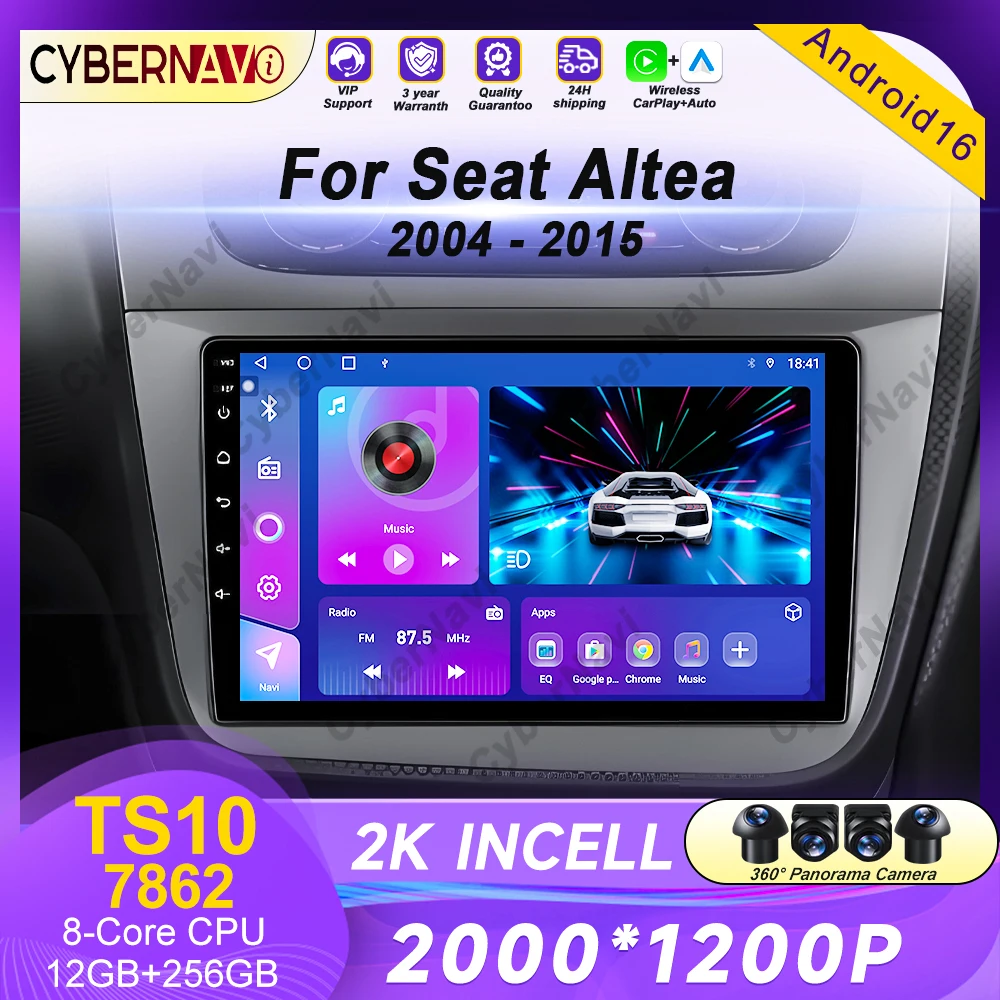 

Car Android Radio For Seat Altea XL Toledo 2004-2015 Auto Stereo Multimedia Player BT GPS Navigation Carplay QLED Touch Screen