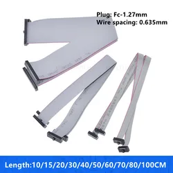 1PCS FC 1.27mm Gray Flat Ribbon Data Cable IDC Double Ends Same Direction FC-6/8/10/14/16/20/30/34/40P JTAG ISP Download Cable