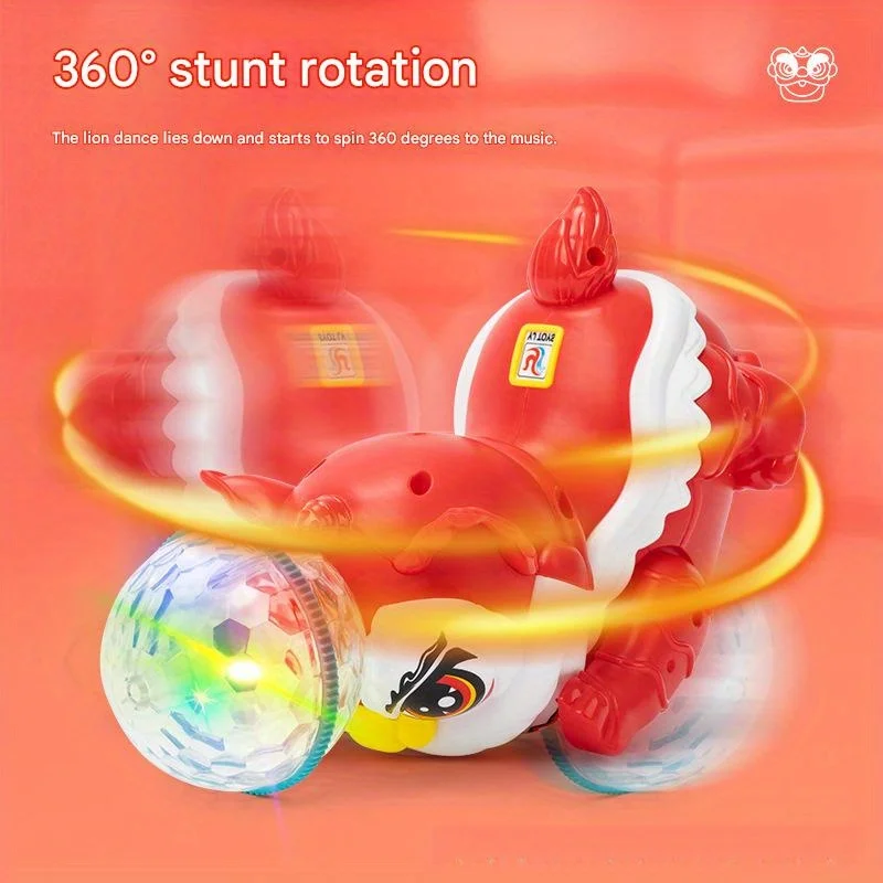 360 °   ของเล่นเชิดสิงโตหมุนได้พร้อมหัวบอลผาดโผน - ของเล่นฝึกสมาธิแบบอินเทอร์แอคทีฟสำหรับเด็ก ใช้พลังงานจากแบตเตอรี่ - ของขวัญและของเล่นสนุกๆ สำหรับคริสต์มาส