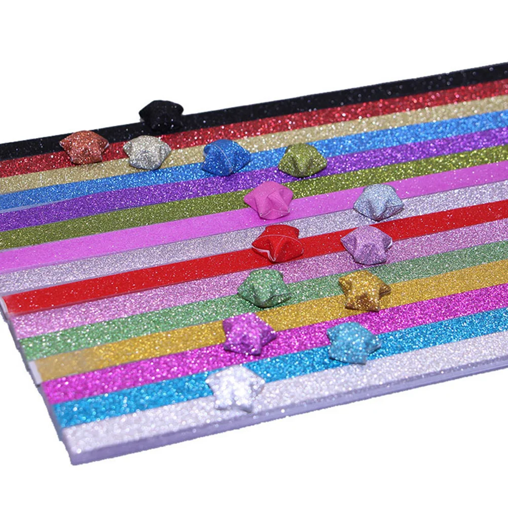 

18Pack Glitter Star Folding Paper Rainbow Colors DIY Star Paper for Creative Handcraft Projects Kids and School Fun
