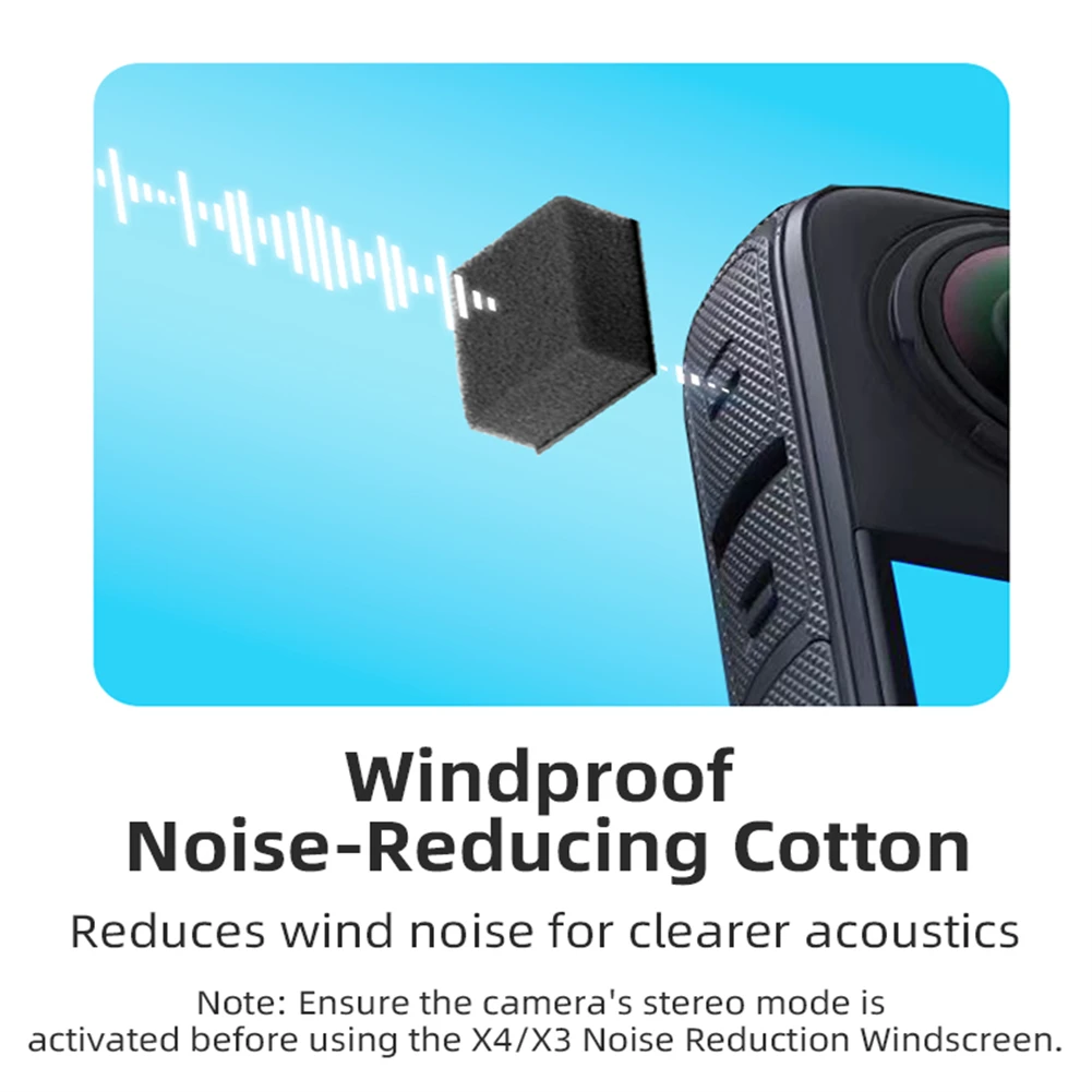 6 Pcs Windproof Cotton Windslayer Cover Compatible For X4/X3 Noise Reduction Professional Acoustic Sponge For Insta360 X4 X3