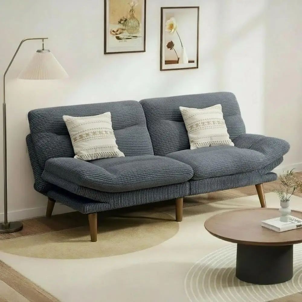 

Современный диван-футон 66, раскладная кровать и шезлонг, компактный, удобный, прочный — идеально подходит для небольших помещений, вельветовый вулканический серый цвет