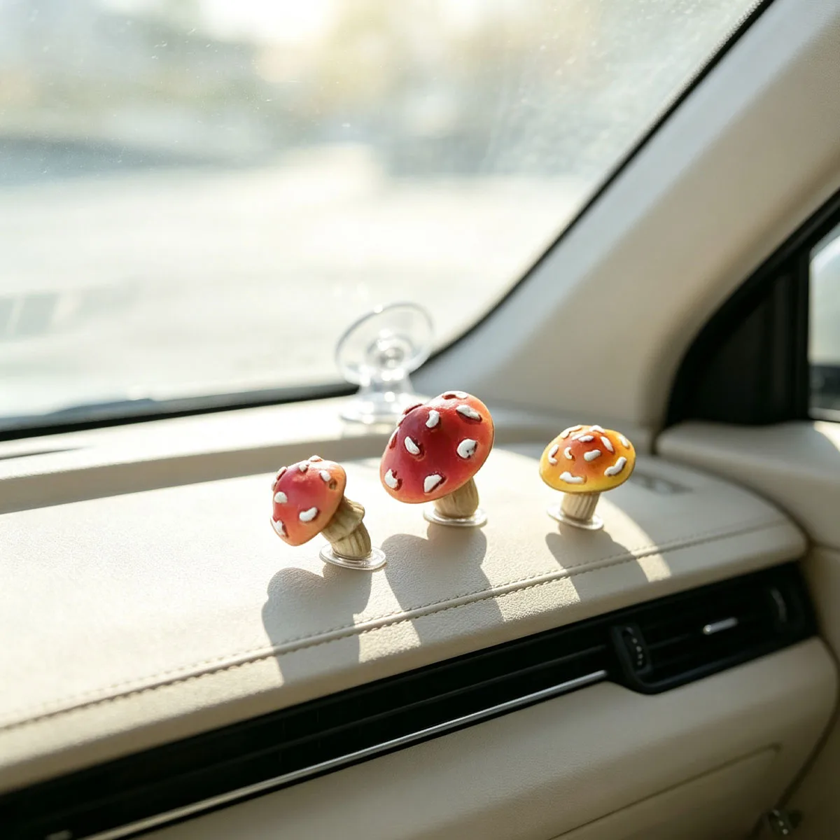 Niedliche Pilz-Kaninchen Mini-Figur, Auto-Armaturenbrett-Dekoration für Mittelkonsole, Bildschirm, Fenster oder Türseitenanzeige – Detail 6