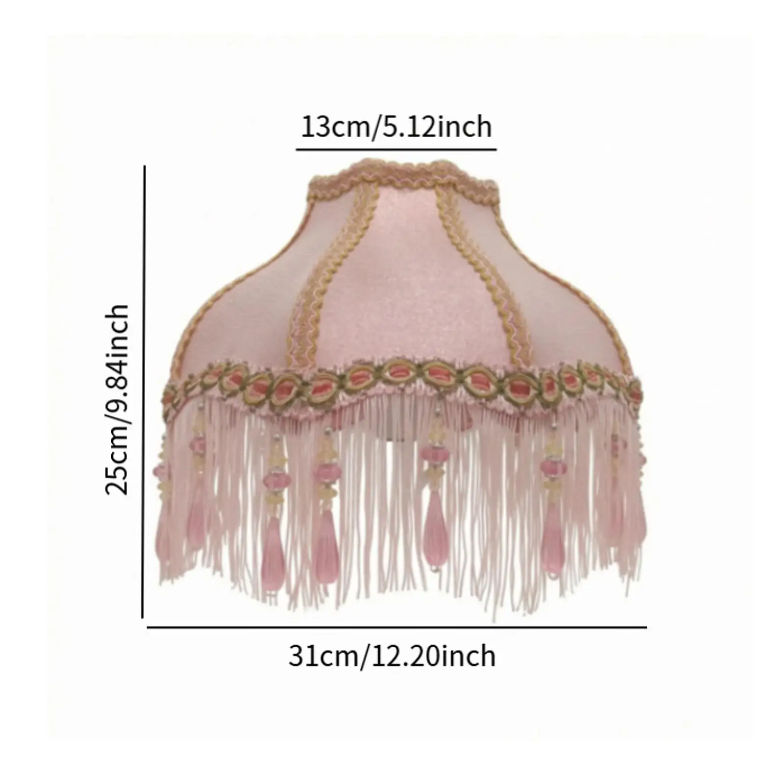Cloth Lampshade with Tassels Fringe Fit E27 Bulb Lamp Cover Table Lamp Shade Vintage Style for Indoor Cafe Floor Dining Room