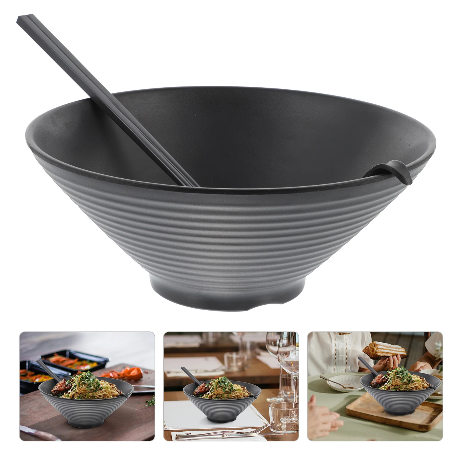 

1Set Ramen Bowl Spoon Chopsticks Kit High Grade Wood Kitchen Tableware Set Smooth Surface for Daily Use
