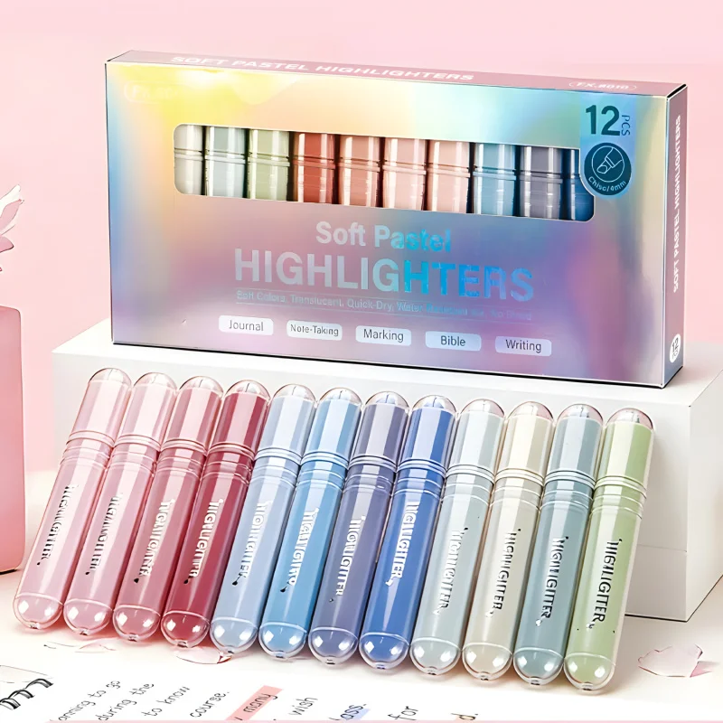 

12 Pcs Highlighters Gradient color, Cute Pastel Highlighter Set, Quick-Dry, Soft Chisel Tip, No Bleed Bible Highlighter, Aesthet
