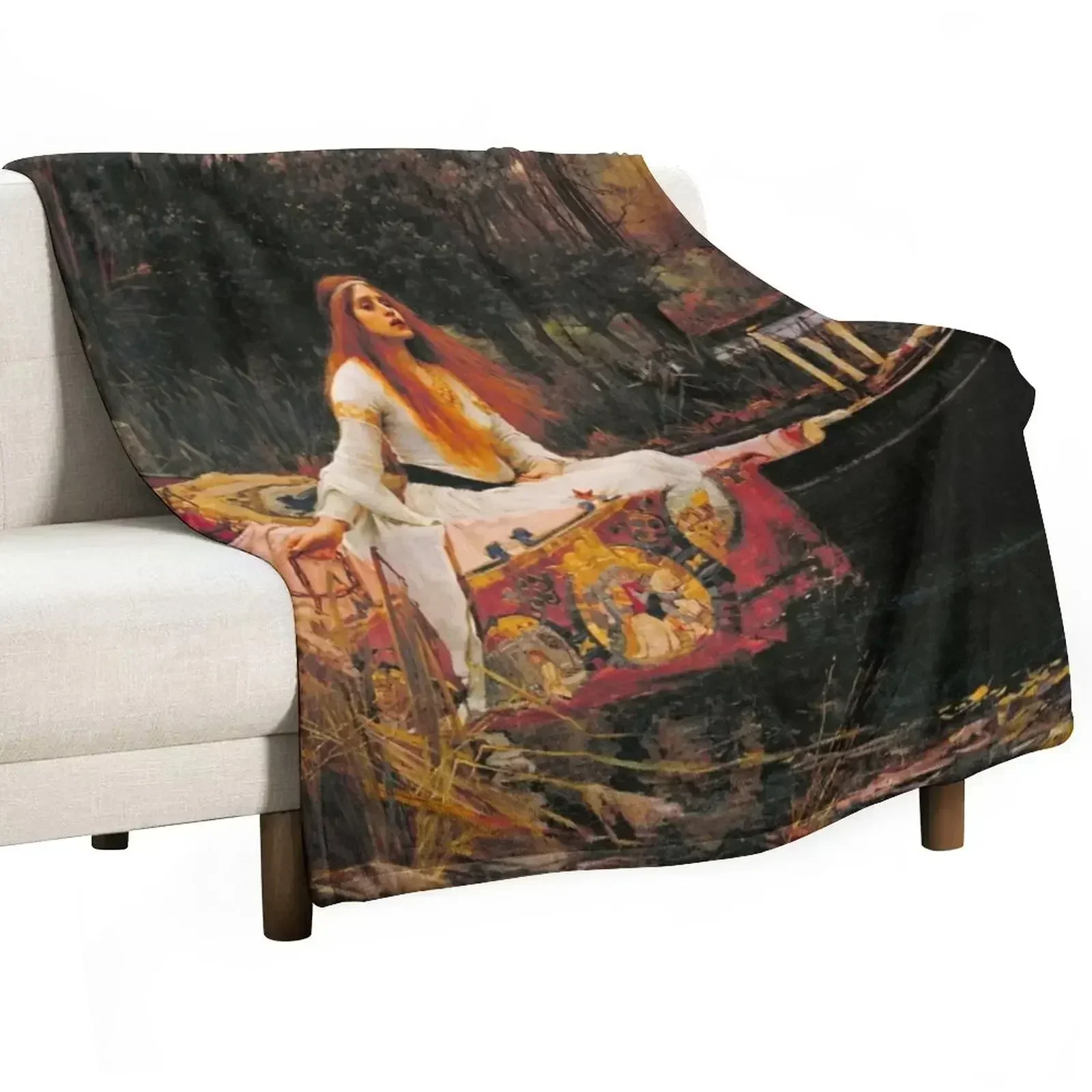 John William Waterhouse - The Lady of Shalott Throw Blanket Quilt Flannels Luxury Thicken Blankets