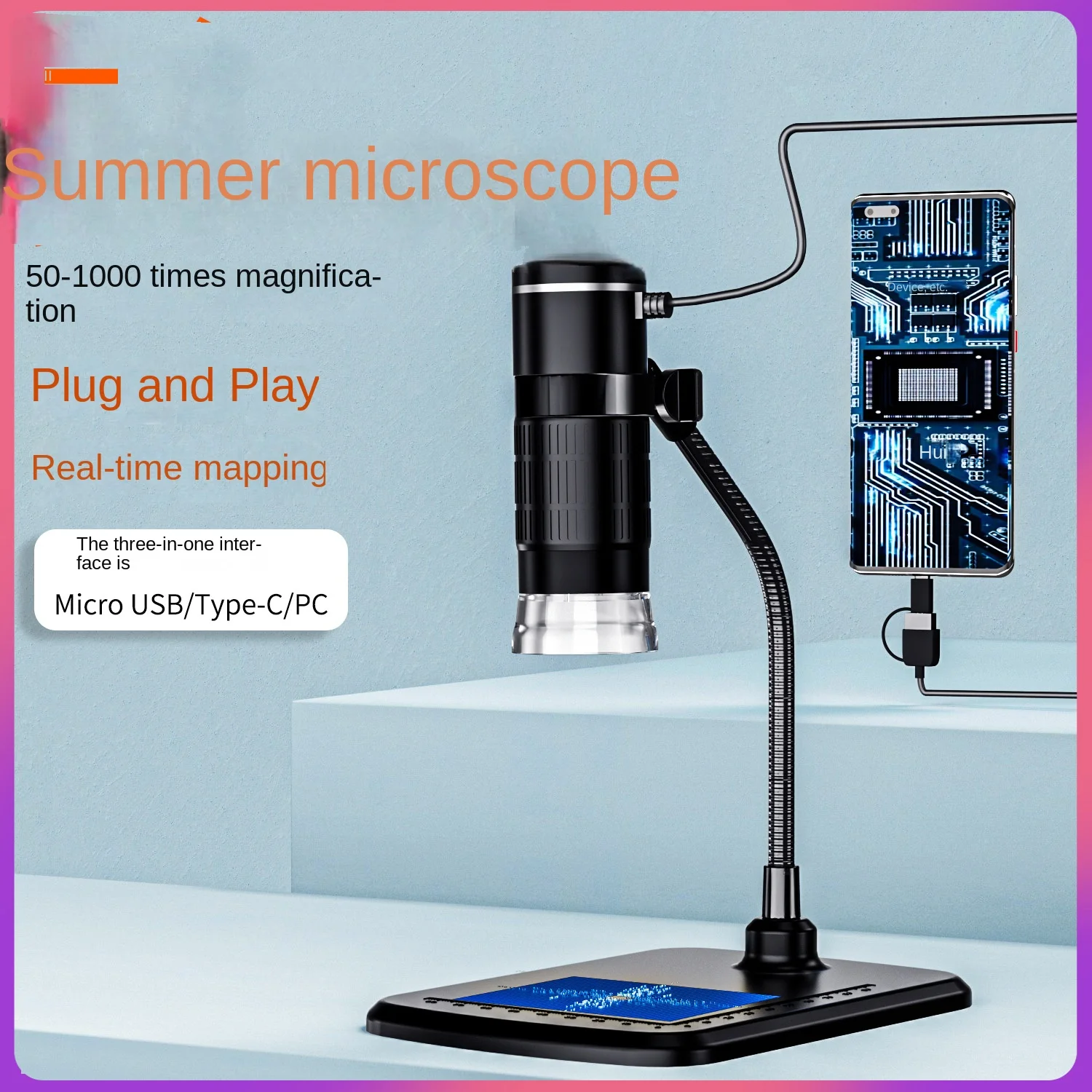 High definition portable electronic digital microscope