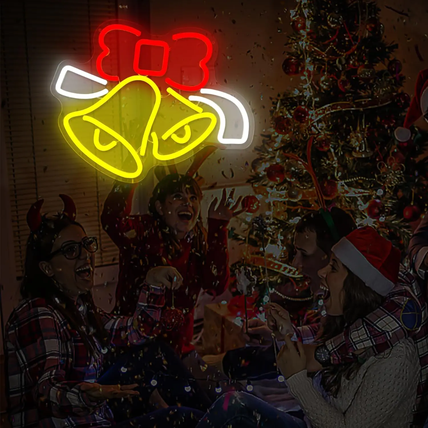 Christmas Wreath Neon Sign Home Party Decoration Led Light Up Sign Wall Decor For Room Home Shop Dimmable Xmas Logo