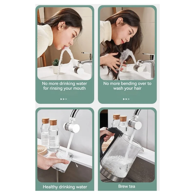 Sistema de filtragem e pressurização de água A69M-Tap com 360 °   Filtro de torneira universal giratório bico à prova de respingos