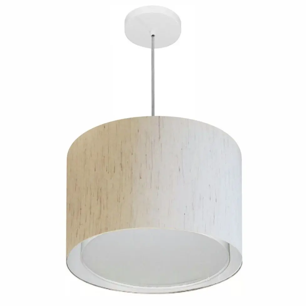 MJ-4292 Beige Linen Cylinder Pendant For Dining and Being Table