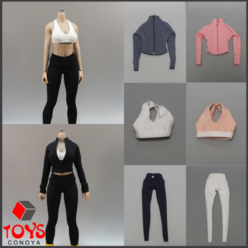 

HAILI TOYS 1/6 Scale Female Sports Yoga Set Coat Pants Vest Socks Clothes Model Fit 12'' Female Soldier Action Figure Body Dolls
