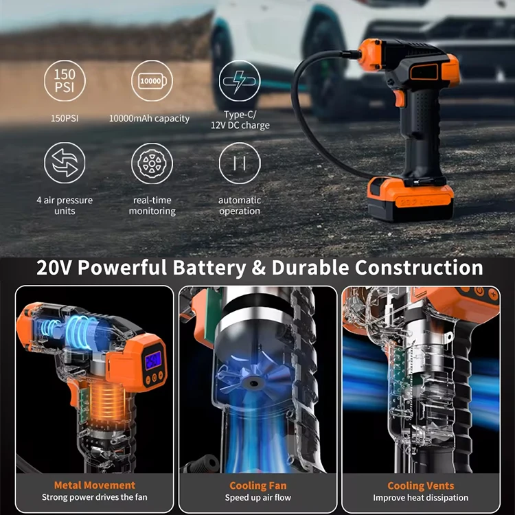 Wholesale Rechargeable Smart Wireless Car Air Pump Tire Inflator for Ball Bike Cycling-Smart Wireless 20V Box Packed