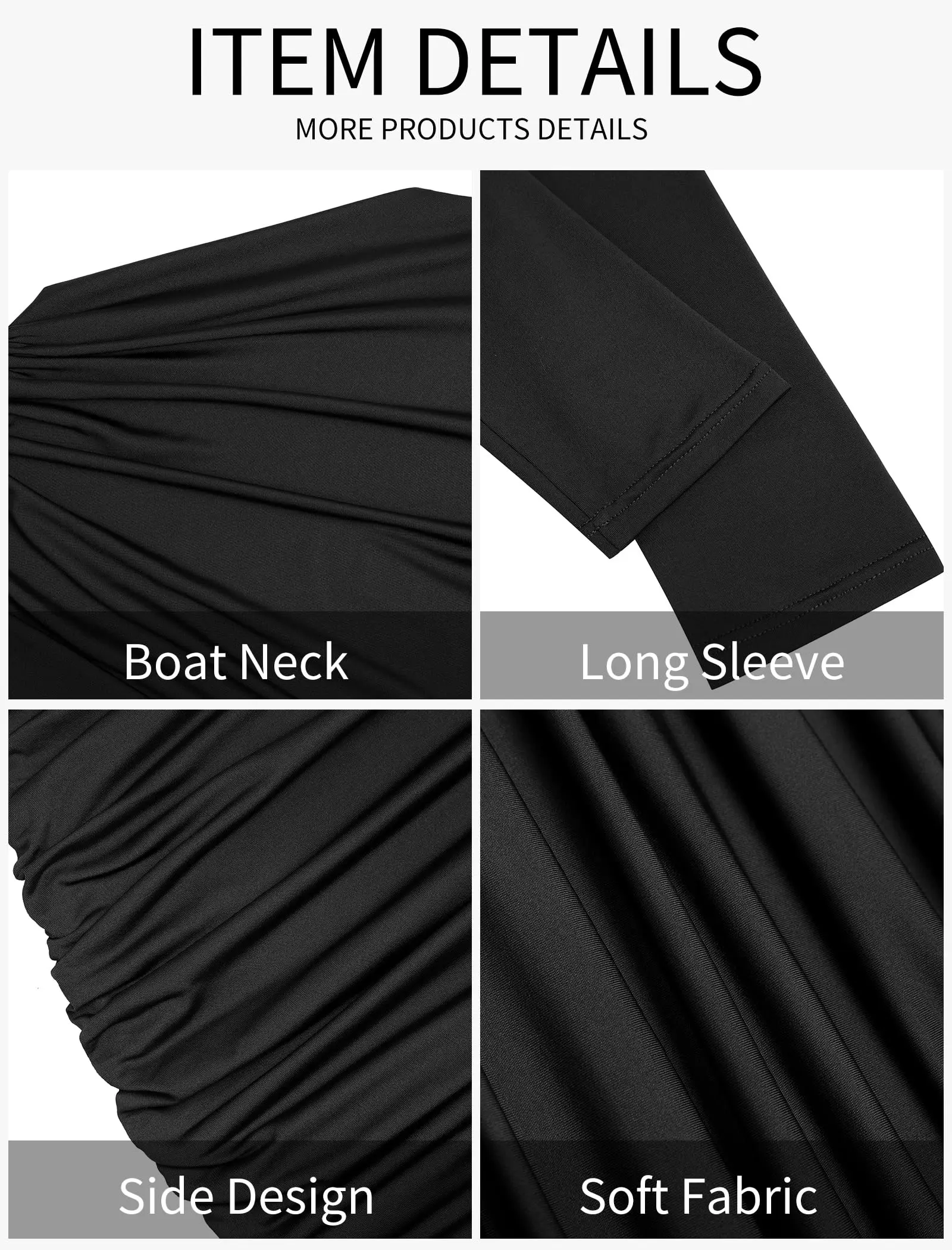 Womens Sexy Ruched Bodycon Mini Dress Long Sleeve Boat Neck Wedding Guest Club Party Dresses