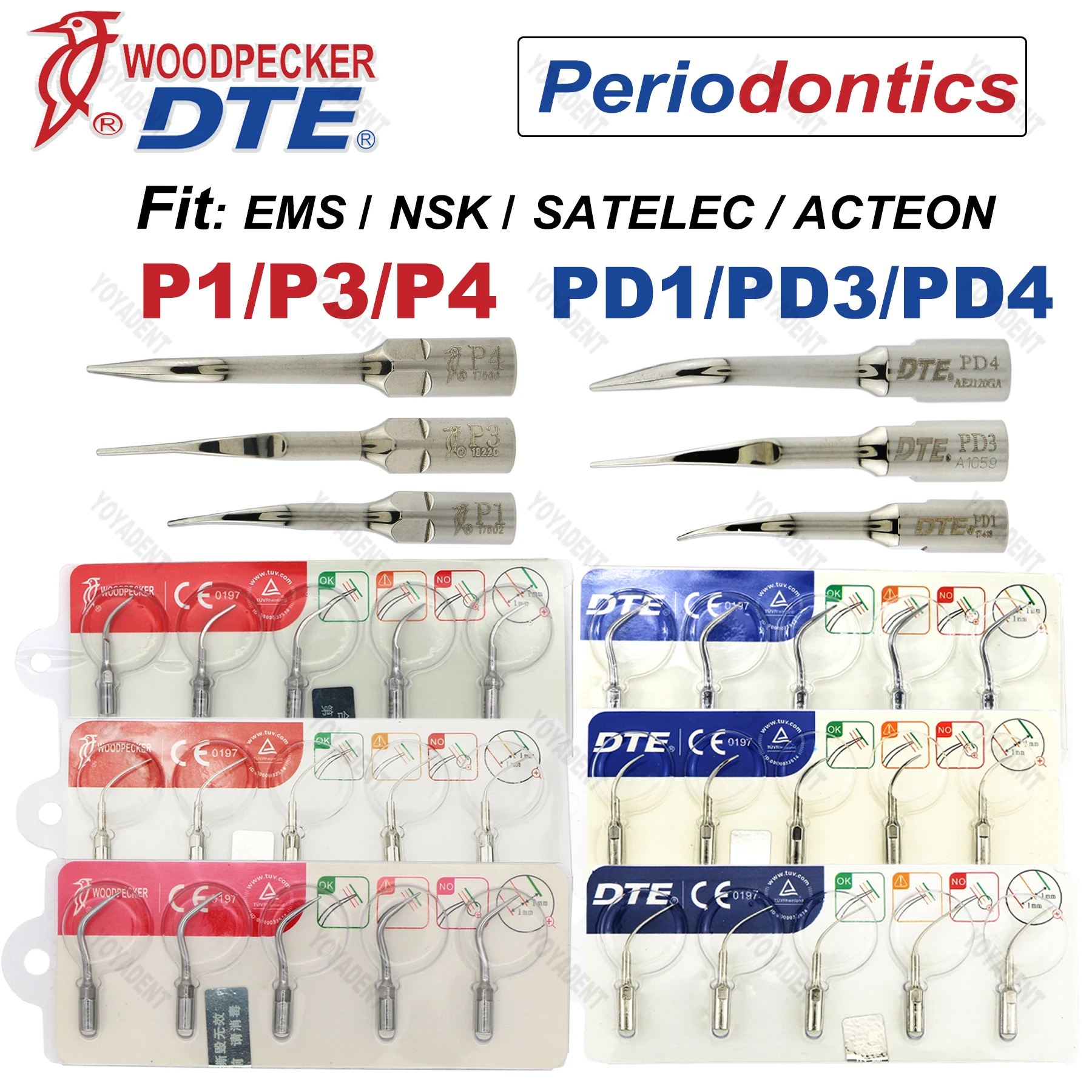 

Original Woodpecker DTE Dental Ultrasonic Scaler Tips Periodontics Fit EMS NSK SATELEC ACTEON Scaler Handpiece Dentistry Tools