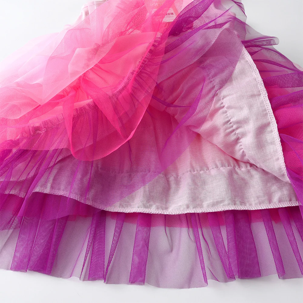 Vikita Mädchen Tutu Kleid Kinder Licorne Cartoon Print Kleid Mädchen rosa Prinzessin Vestidos Kinder geschichteten Kuchen Tüll Mesh Party Kostüme
