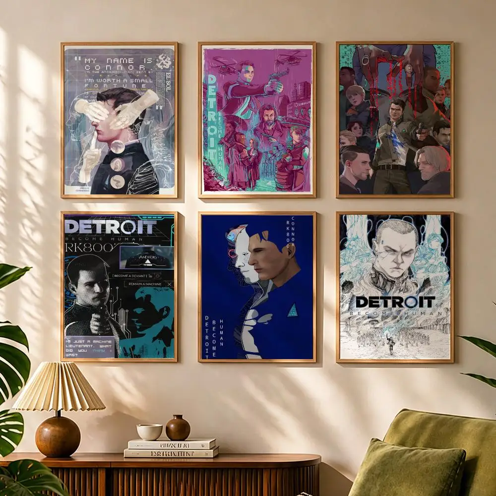 Game D-Detroit: Become Human Painting Calligraphy Canvas HD Poster Waterproof Fade Resistant Wall Art Print for Home Decor