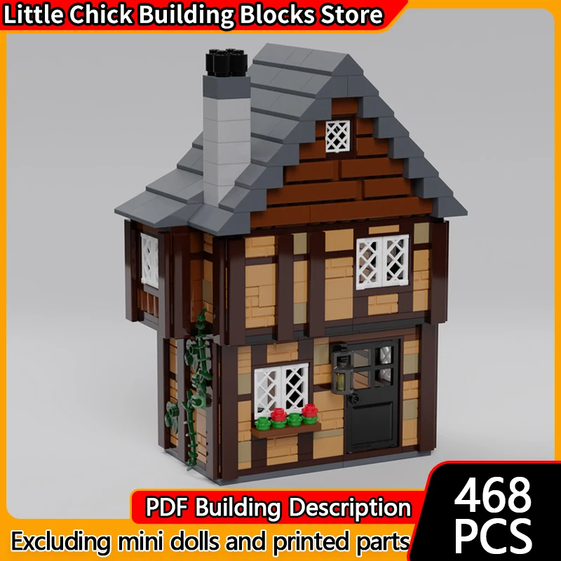 

Medieval Castle Model MOC Building Bricks Village Residential Cottage Modular Technology Children Holiday Gift Assemble Toy Suit