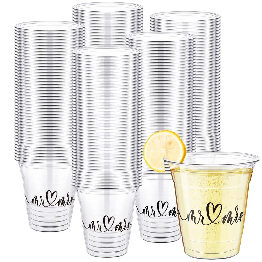 

200 Pack Disposable Wedding Plastic Cups Bulk 10oz Wedding Reception Cup Disposable Clear Plastic Glasses for Reception Supplies