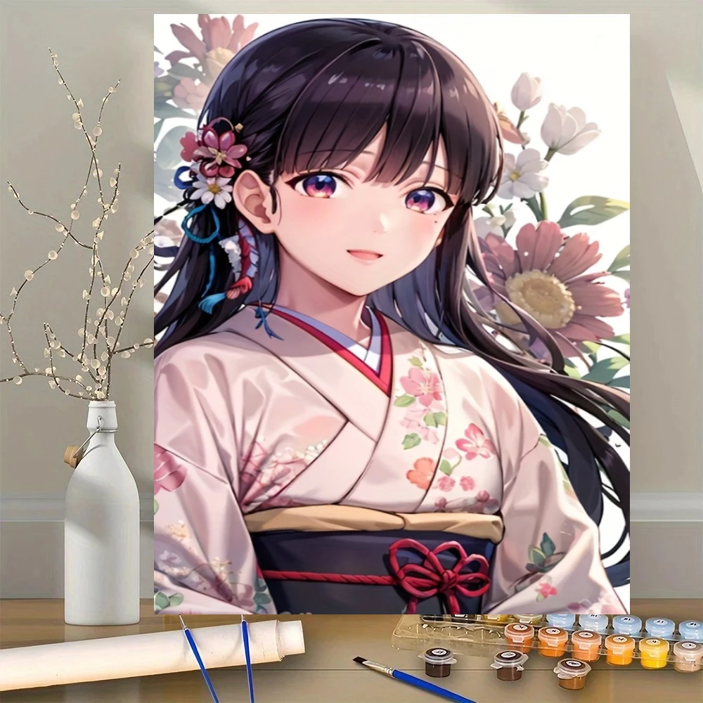 Acrylic Paint By Numbers Japanese Beauty Anime Painting By Numbers on Canvas Coloring By Number for Adults Paint Digital Art