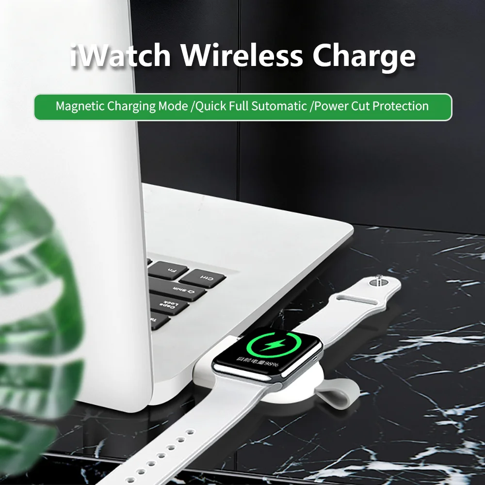 For Apple Watch Magnetic Wireless Fast Charger Portable USB A Type C Cable Convert Mini Charging Pad For iWatch Series 8 7 6 5 4