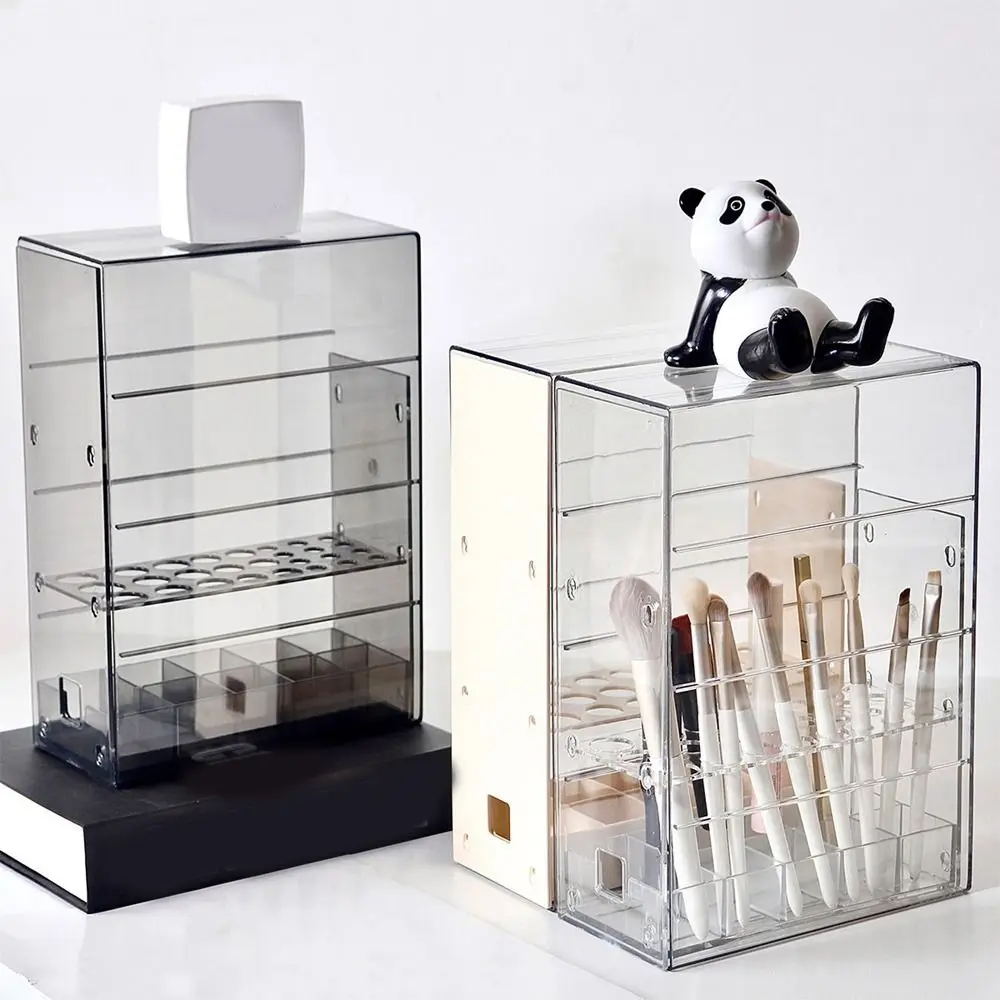 

Transparent Cosmetic Brush Organizer Large Capacity Dustproof Jewelry Storage Box Detachable Plastic Dresser Organizer Bathroom