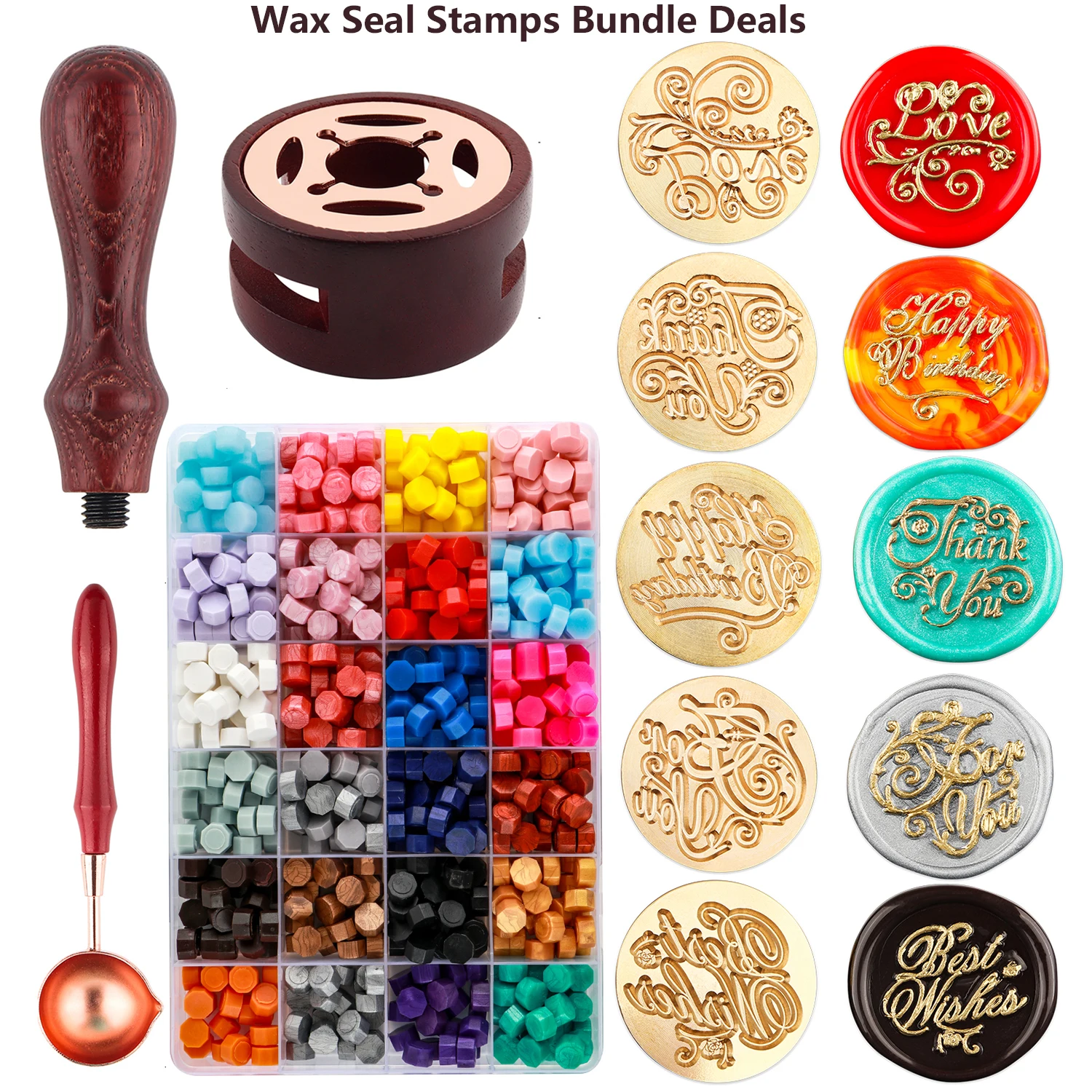 

Bundle Deals Wax Seal Stamp Set Lacquered Stamp Sealing Wax Kit For DIY Gift Wrap Scrapbooking Envelope Invitation Decoration