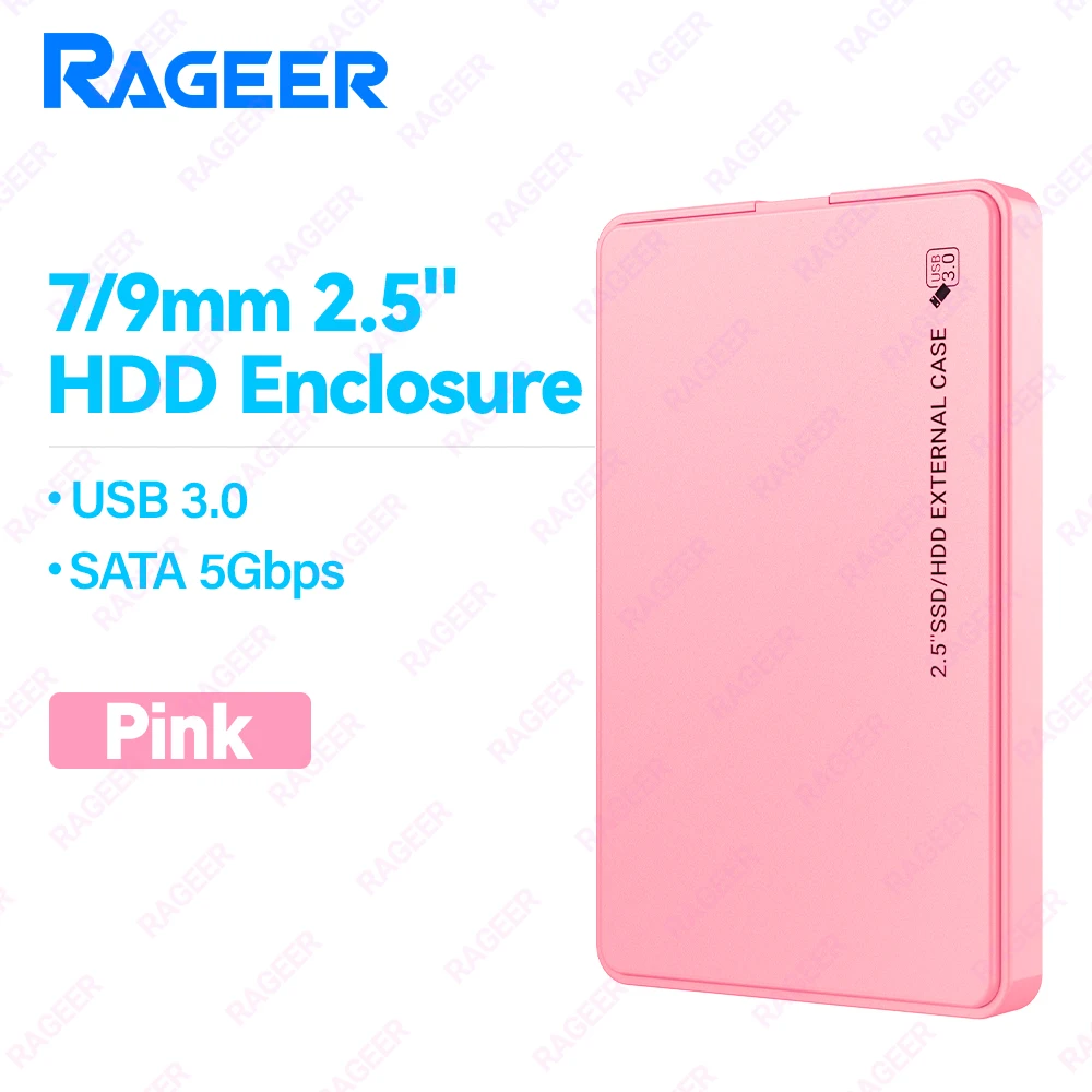 Rageer 2.5 "Hdd Behuizing 5 Kleuren Externe Harde Schijf Behuizing Usb3.0 Naar Sata 3.0 5Gbps Harde Schijf Behuizing Voor 7Mm/9.5Mm 2.5" Hdd
