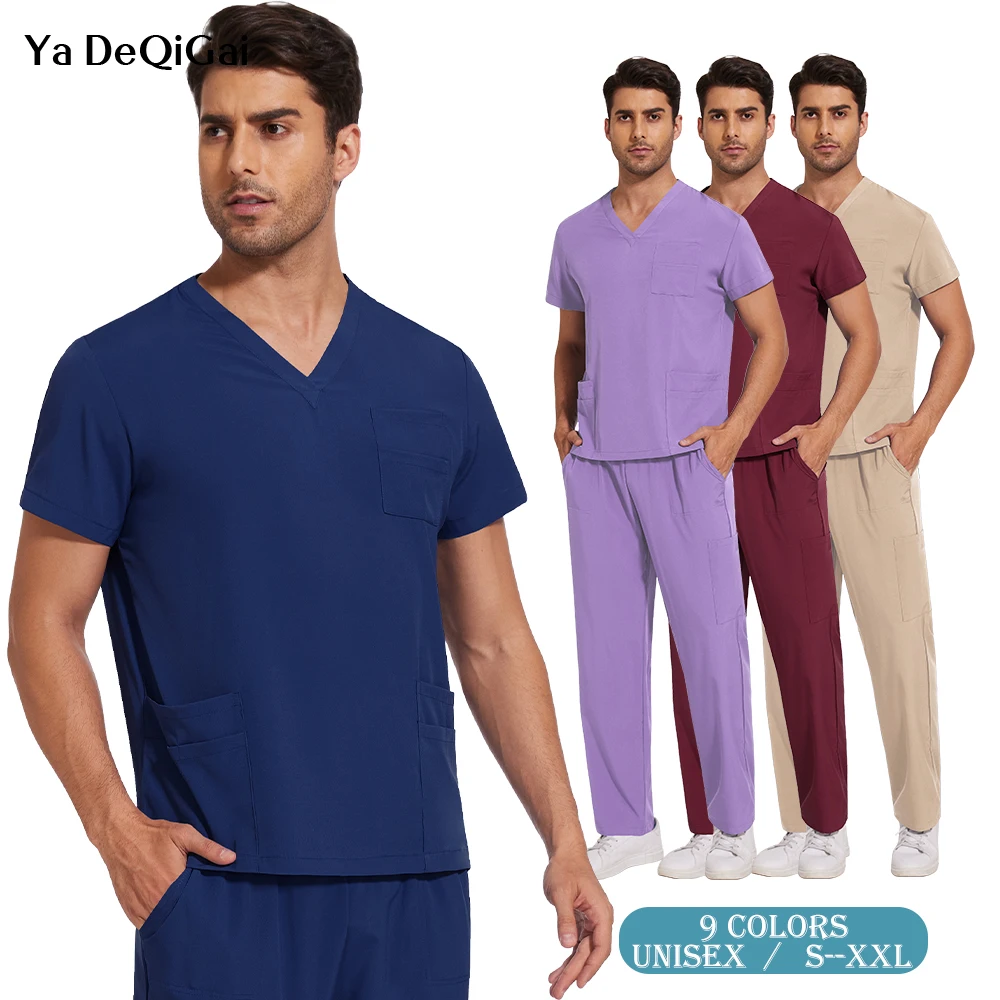 Uniforme medica Sala operatoria Scrub Set Accessori per infermiere Uniforme chirurgica Tuta clinica unisex Donna Uomo Pantaloni da medico