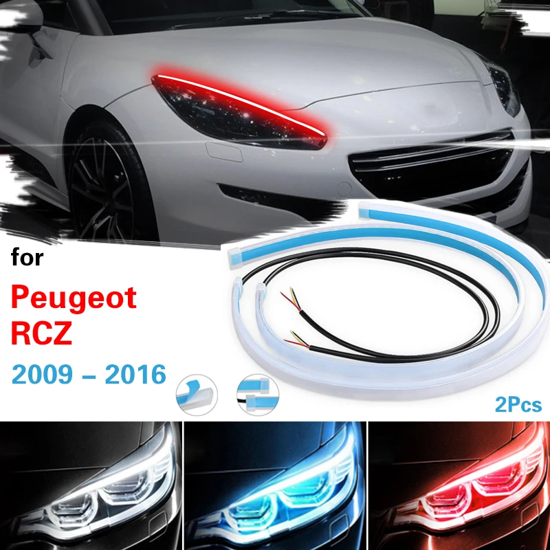 

2pcs Car Daytime Running Light Flexible Waterproof Flow DRL LED Strip Auto Headlights Turn Signal Lamp For Peugeot RCZ 2009-2016