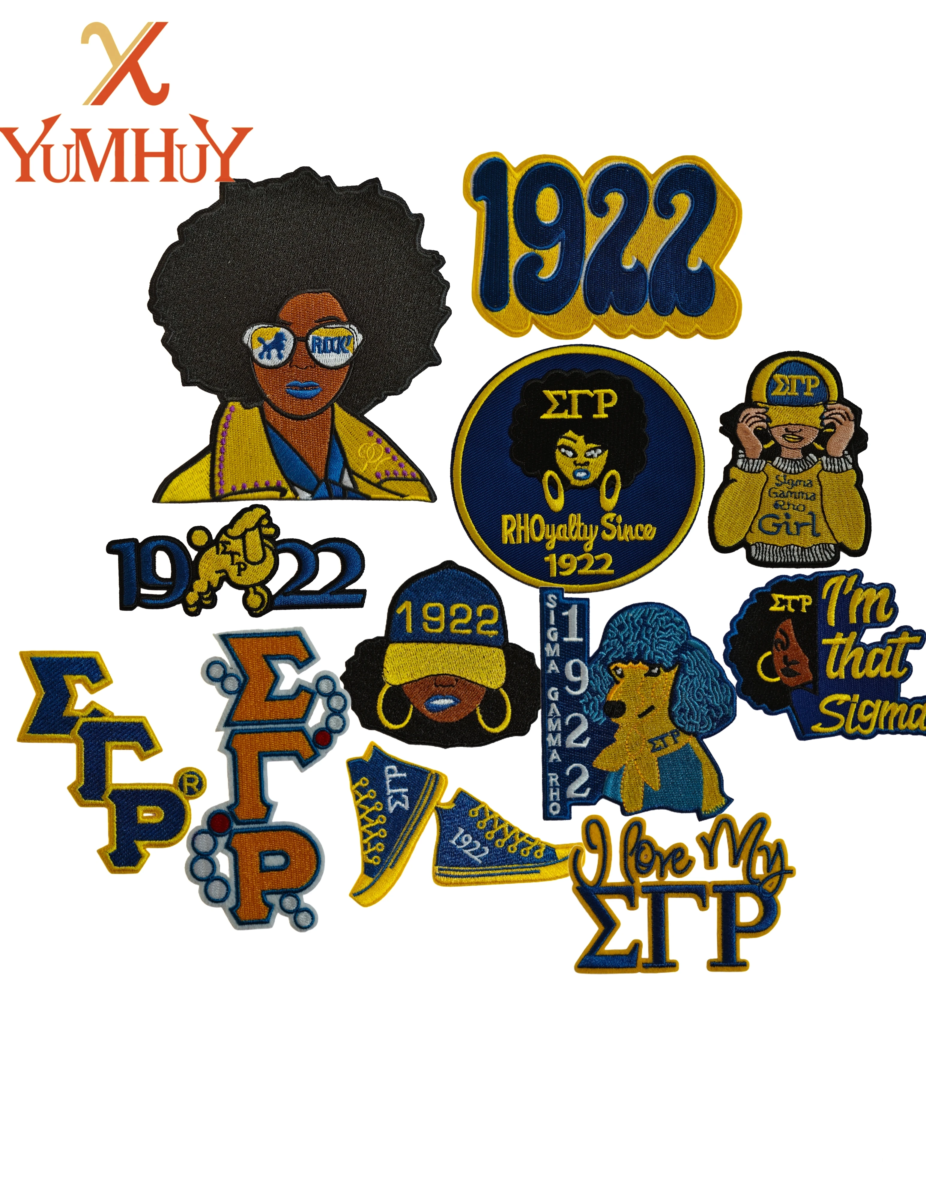 Sigma Gamma Rho Embroidered Patches Multiple Styles Adhesive Backing Iron-On Option to Easily Decorate Clothing Bags Hats