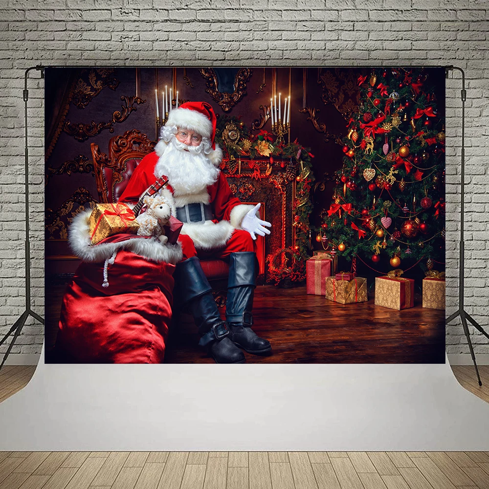 Merry Christmas Santa Claus Theme Photography Backdrop Children Kids Portrait Photocall Background Props Photo Studio Photophone