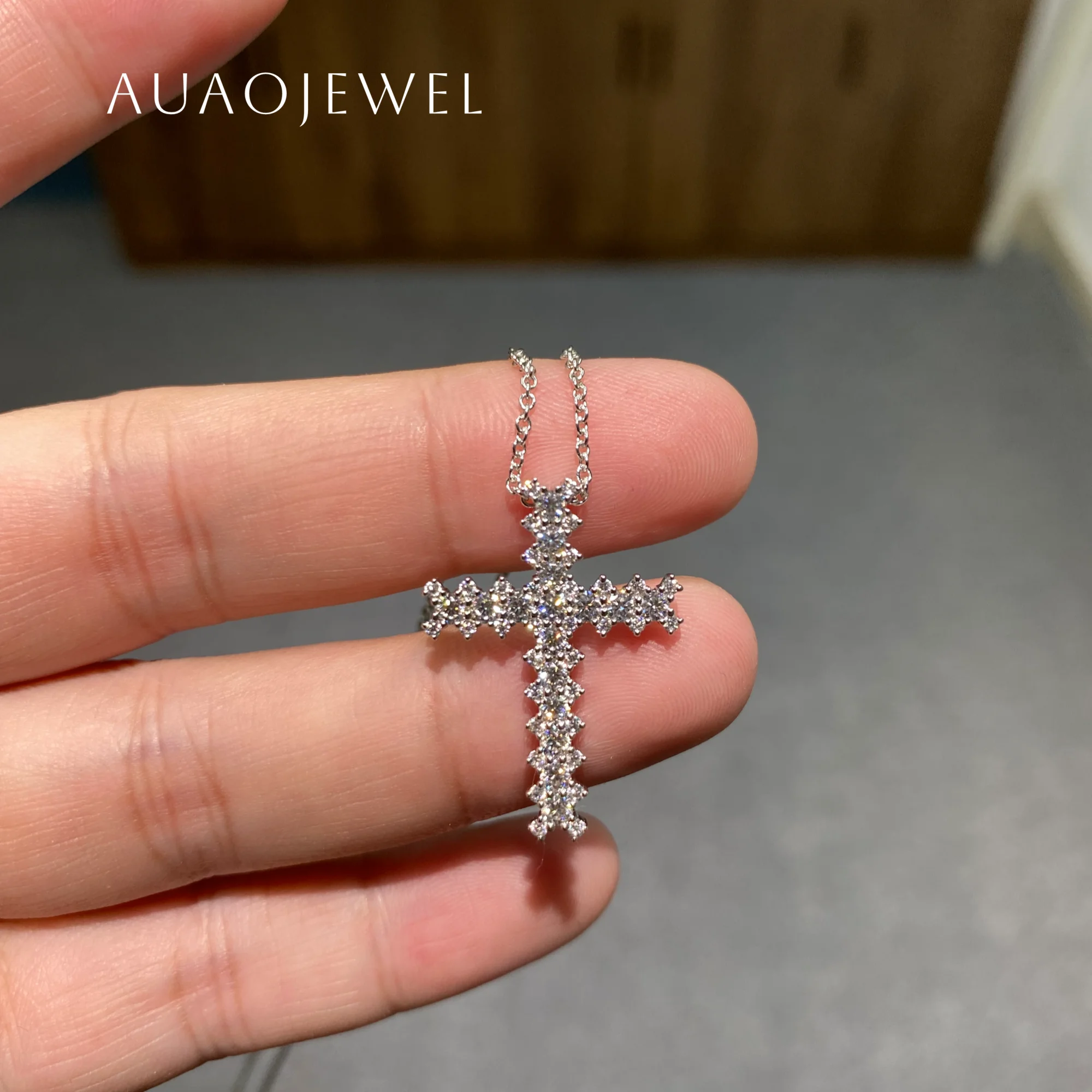 

AUAOJEWEL Moissanite Necklace 18K Real Gold 925 Original Jewelry Necklaces Women Luxury Friendship Gifts 14K 9K Gold Chains