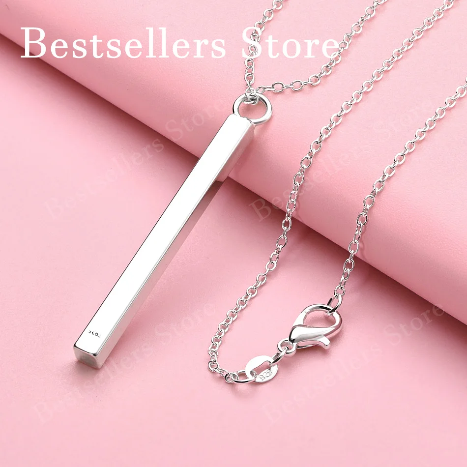 925 sterling silver 16-30 inch exquisite long cylindrical pendant necklace for women's fashion wedding accessories jewelry
