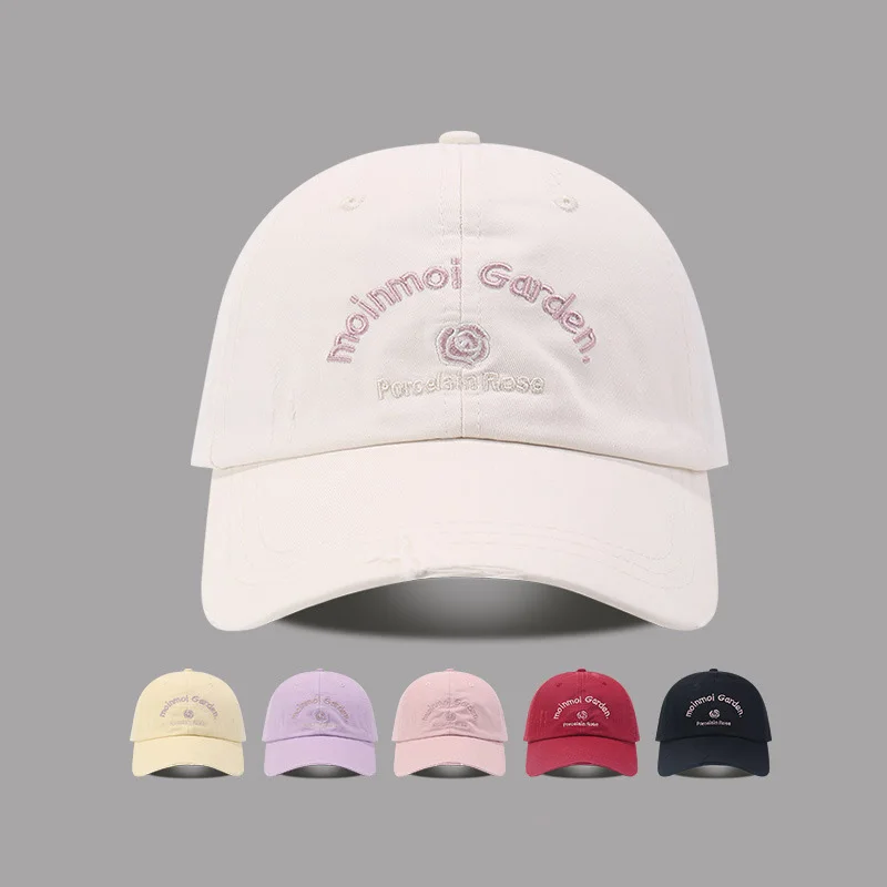 

Rose Embroidery Baseball Cap Summer Casual Sun Visor Cap Unisex Solid Colors Fisherman Hat Woman Man Beach Hat