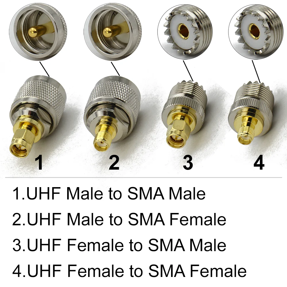 UHF-SMA 커넥터, 수 플러그 및 암 잭, VHF RF 어댑터, cb무전기 및 핸드헬드 햄 라디오 및 워키토키용 스트레이트 SO239 PL259