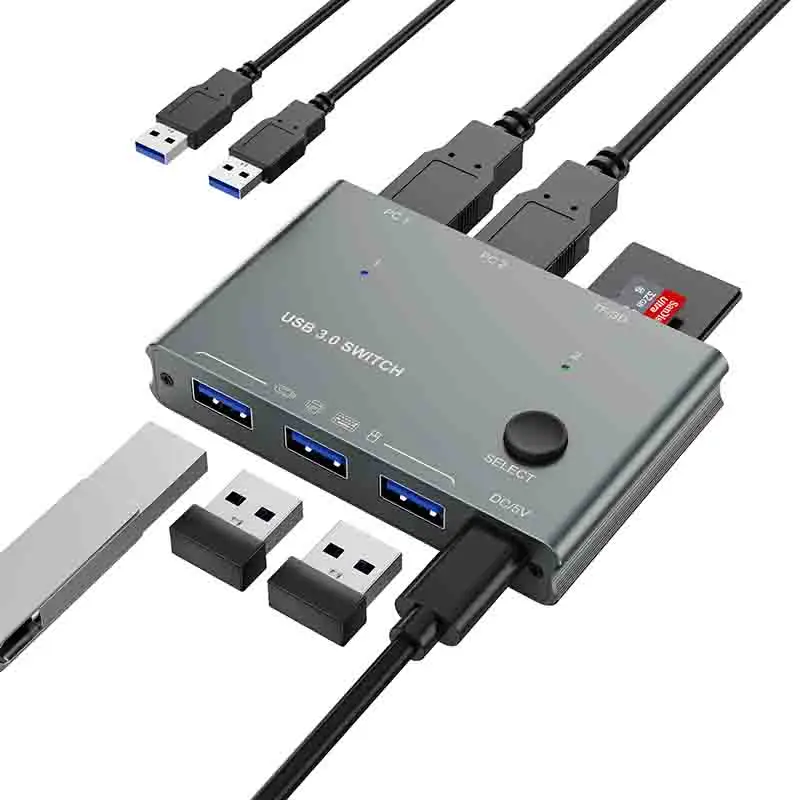 

Splitter Extender USB3.0 Switch USB Synchronous Controller Splitter Adapter Multi-function Docking with SD/TF card Reading 5Gbps