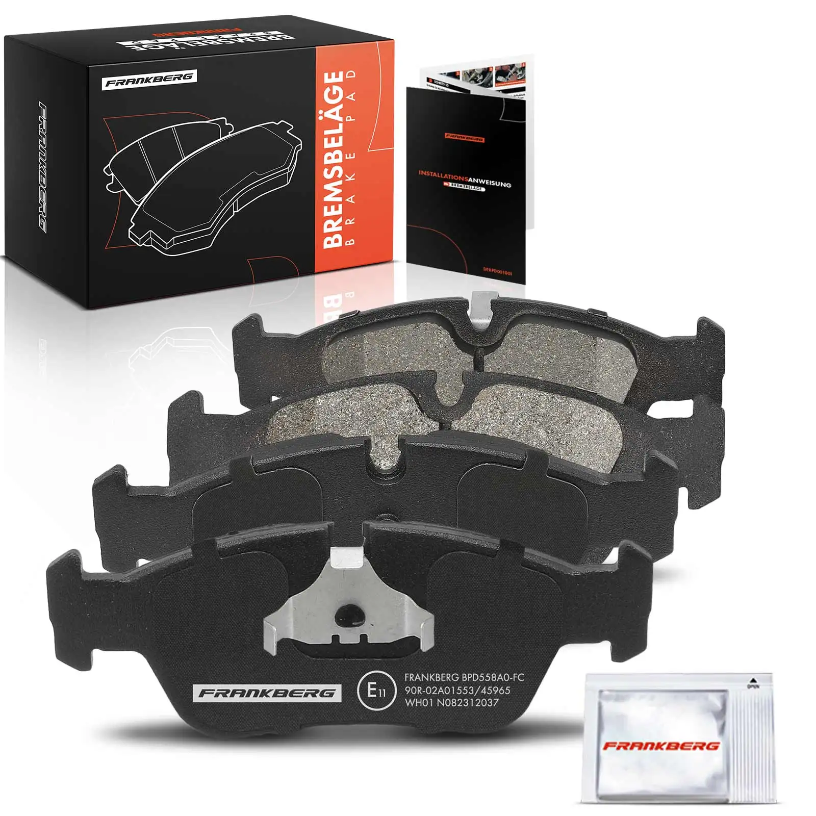 Frankberg 4x remblokken voor voorremmen voor BMW E36, E46, E36, E46, E36, E46, E36, E46, E36, E46, E36, E85 1990–2008 34111165556, 34116761244