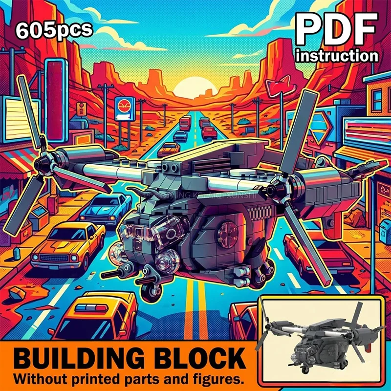 

Модель военного транспортного самолета с вертикальным взлетом и посадкой Falowt MOC Grey Tilt-Rotor VTOL (серия Military Block)