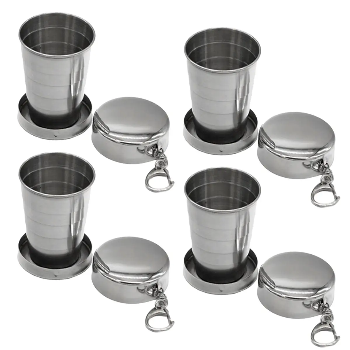 Tasse pliante en acier inoxydable, tasse métallique rétractable pliante, tasses à thé pliantes pour l'extérieur