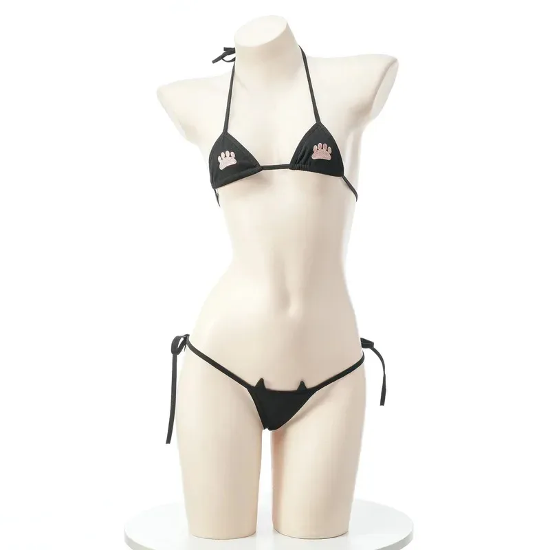 

Lolita Girl Cute Cat Paw Beach Bikini Swimsuit Anime Costume Summer Women Three point Swimwear Uniform Pool Party Cosplay