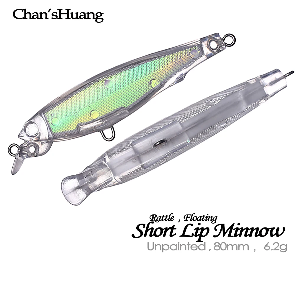 

Chan’sHuang 20PCS Unpainted Blank Fishing lures 8cm 6.2g Holographic Foil Rattle Minnow DIY Handmade Artificial Bait