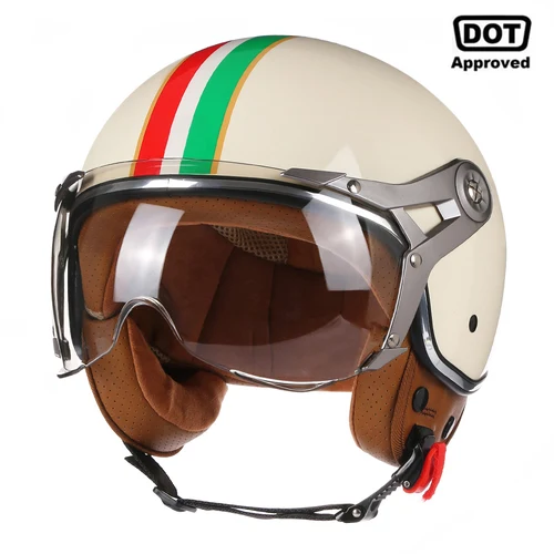 DOT 3/4 cascos De motocicleta De cara abierta Retro con para hombres y mujeres Vintage Chopper Capacete De Moto Bike Cascos Scooter