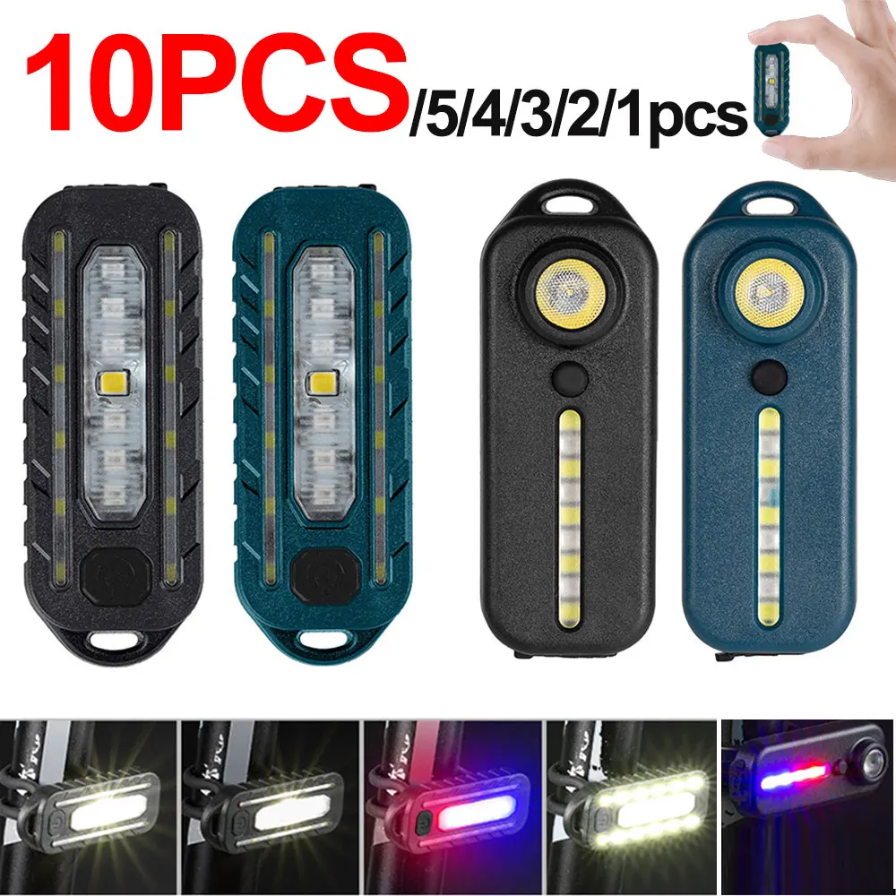 Mini Thin Flashlight Tactical Police Shoulder Light with Clip USB Rechargeable Bicycle Warning Lights Cap Helmet Lamp Work Light