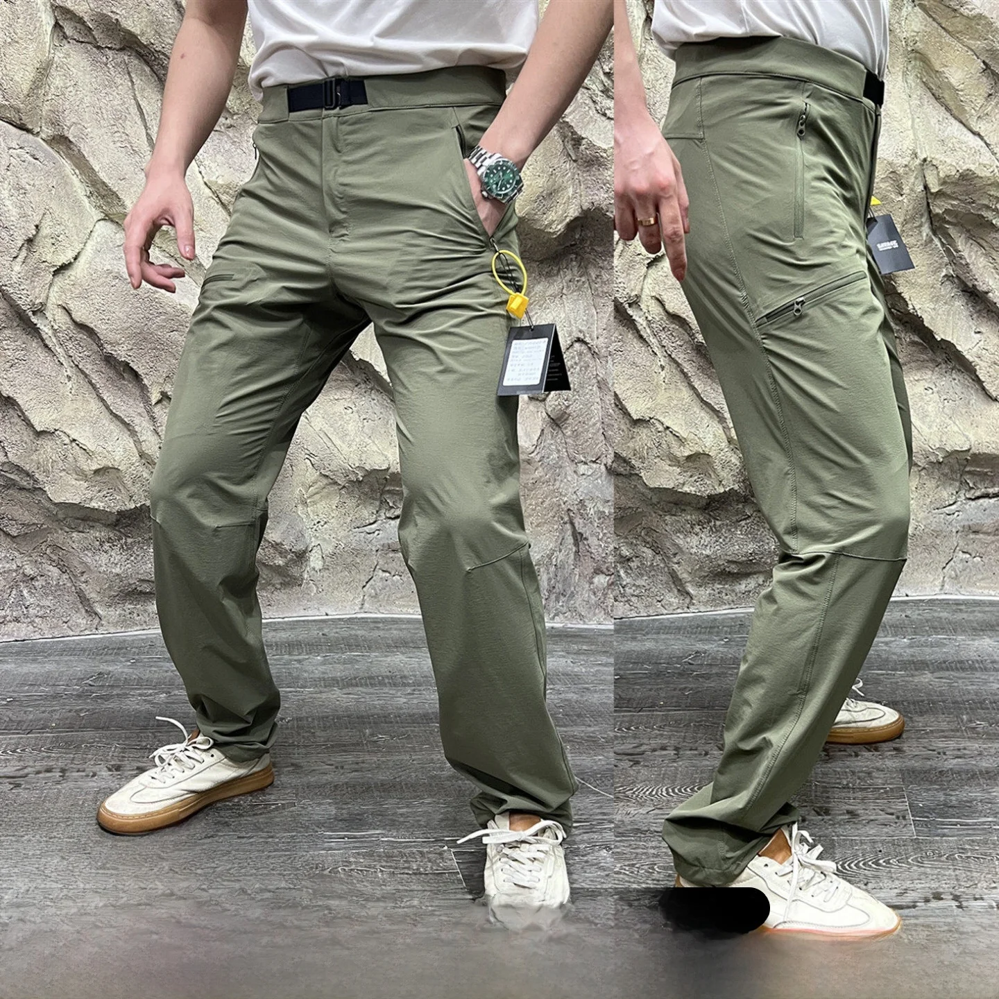 

Уличные мужские брюки из софтэла, 3D пошив, износостойкие дышащие эластичные брюки Qui-Drng, новые повседневные брюки для осеннего сезона