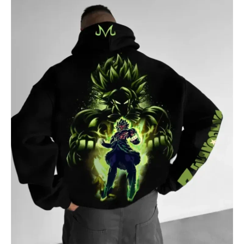 

2025 Новый свитер с капюшоном Dragon Ball, модный повседневный тренд, уличный свитер с капюшоном и рукавами в студенческом стиле Y2K, Harajuku, унисекс