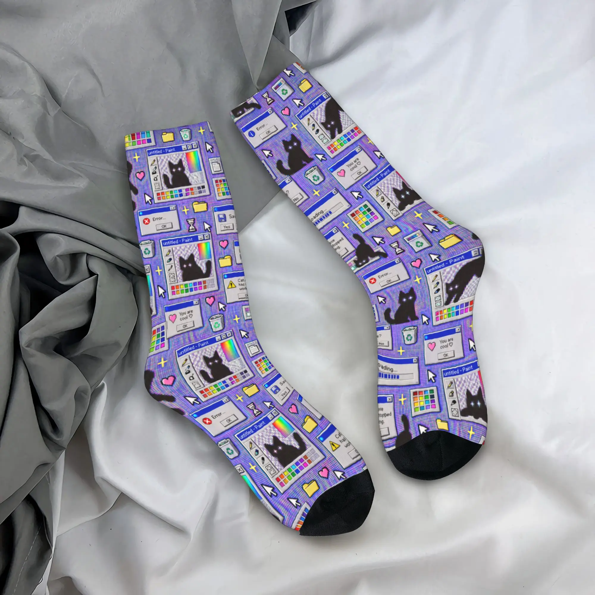 Cyber ​​retro computer system malfunction pop up window printed Socks  Anti Skid Stockings Unisex Men Warm Socks Autumn Socks
